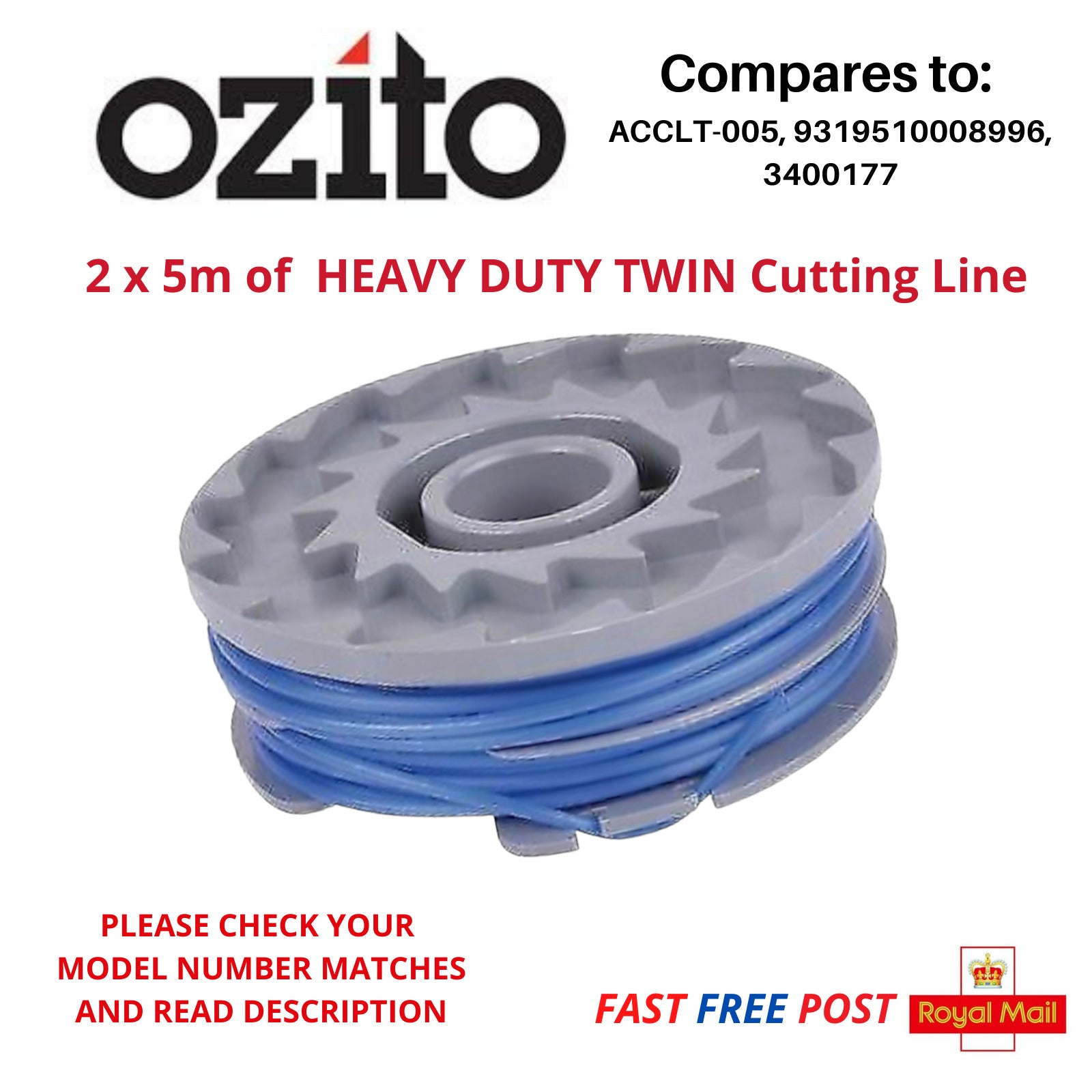 OZITO LTR301 Spool & Twin Line for Strimmer Grass Trimmer FAST POST