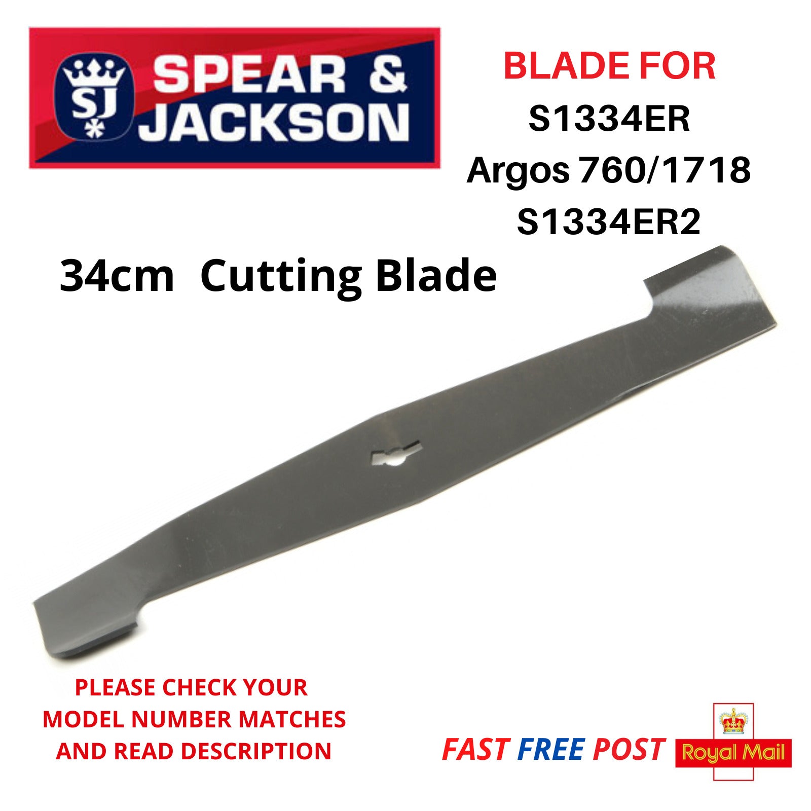 S1334ER2 Spear Jackson Lawnmower 34cm Metal Cutting Blade FAST