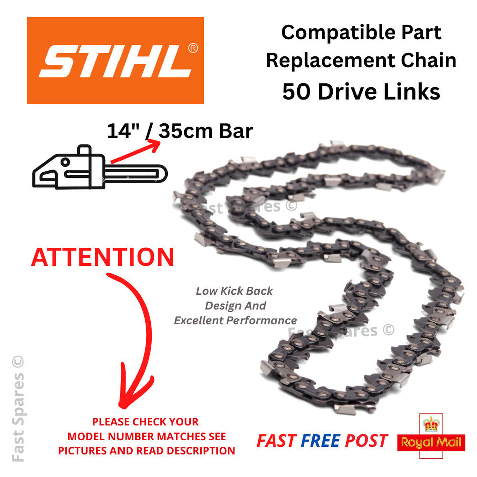 STIHL MSE200, E180/CQT Replacement Chain 50 Drive Links For 14" Bar FAST POST