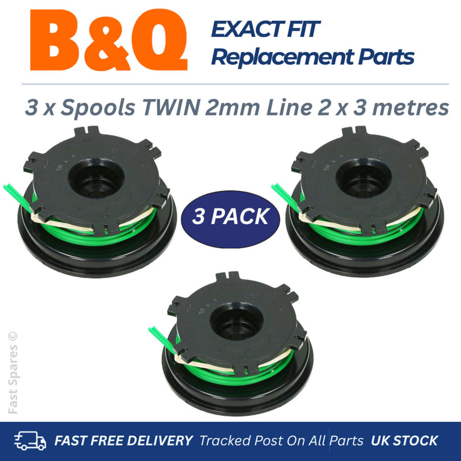 B&Q  FPGTP25-2 Spool TWIN LINE Heavy Duty Petrol Strimmer Trimmer FAST POST x3