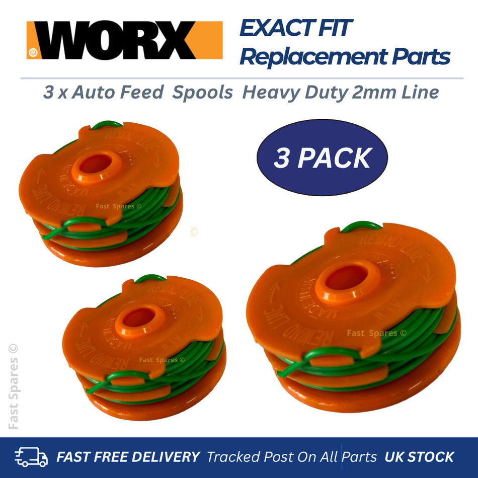 WORX WG183E.9 WG183E Spool & Line HEAVY DUTY Grass Trimmer Strimmer FAST POST x3