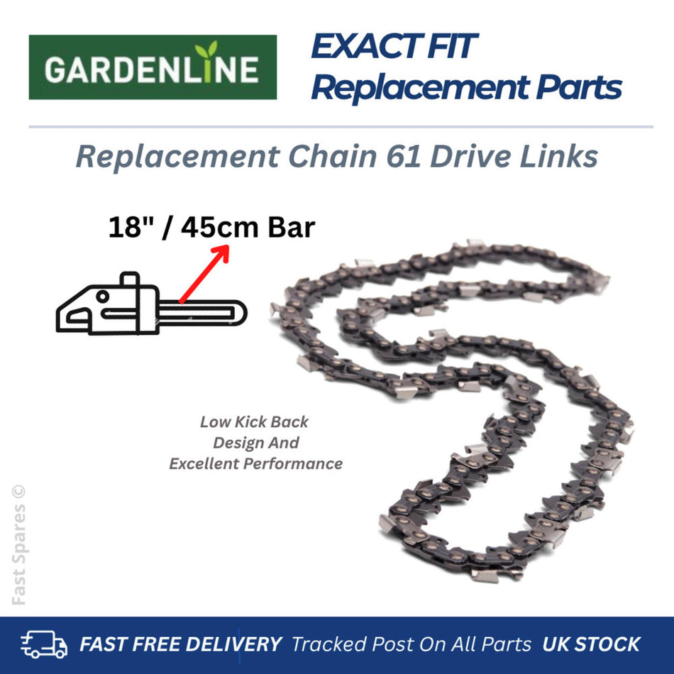 Aldi Gardenline 5336 Replacement Chain 45cm 18" Bar 61 Drive Links FAST POST