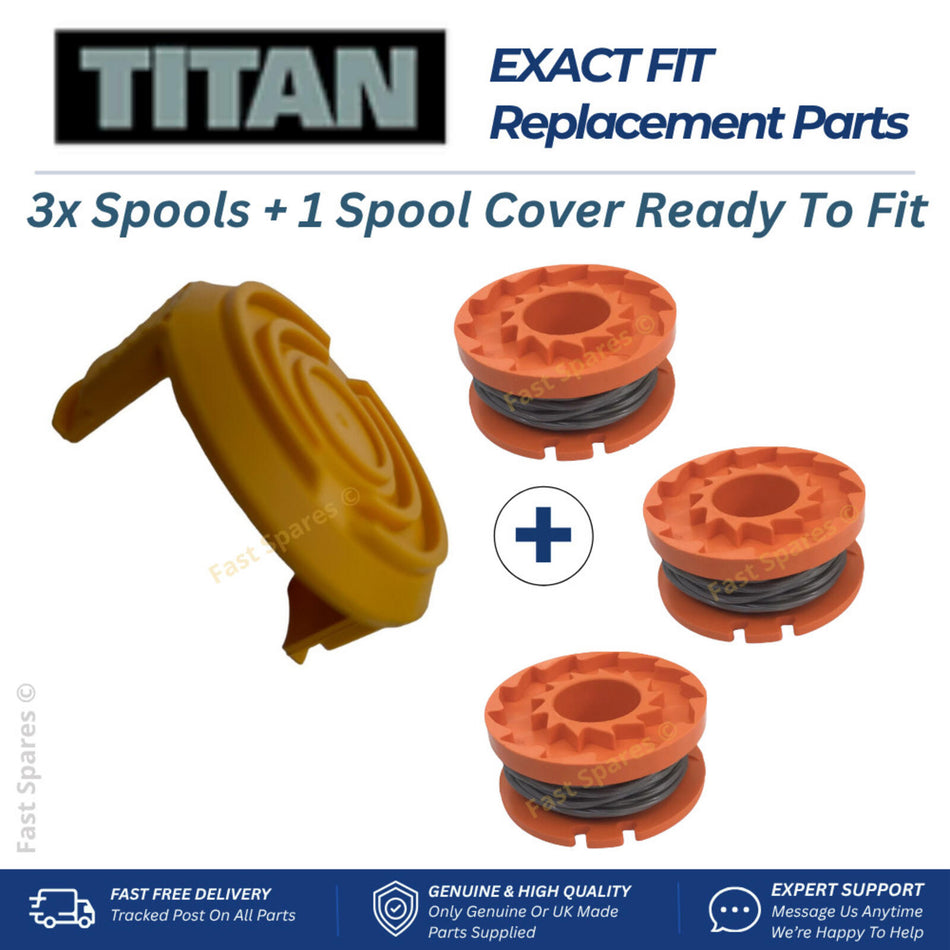 TITAN TXP 18v  Cover Cap + 3 Spools  for 18v Battery Trimmer Strimmer  FAST POST