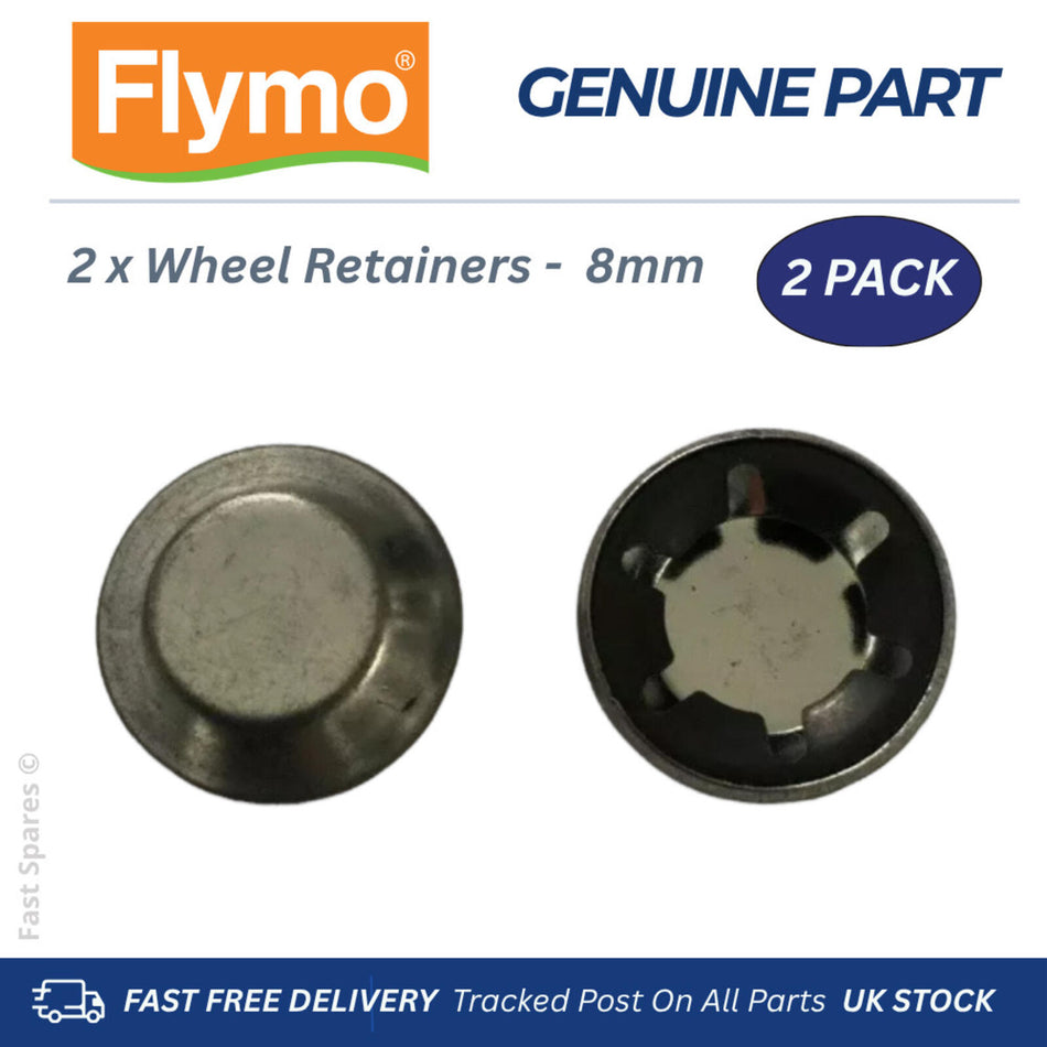 FLYMO  Easimo Lawnmower Wheel Securing Push On Axle Cap Cover 8mm FAST POST x 2