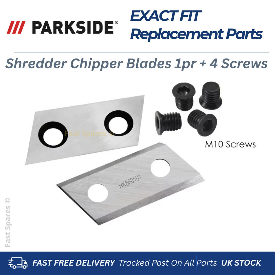 PARKSIDE 2400 A1 Garden Shredder Chipper Replacement Blades + 4 Screws FAST POST