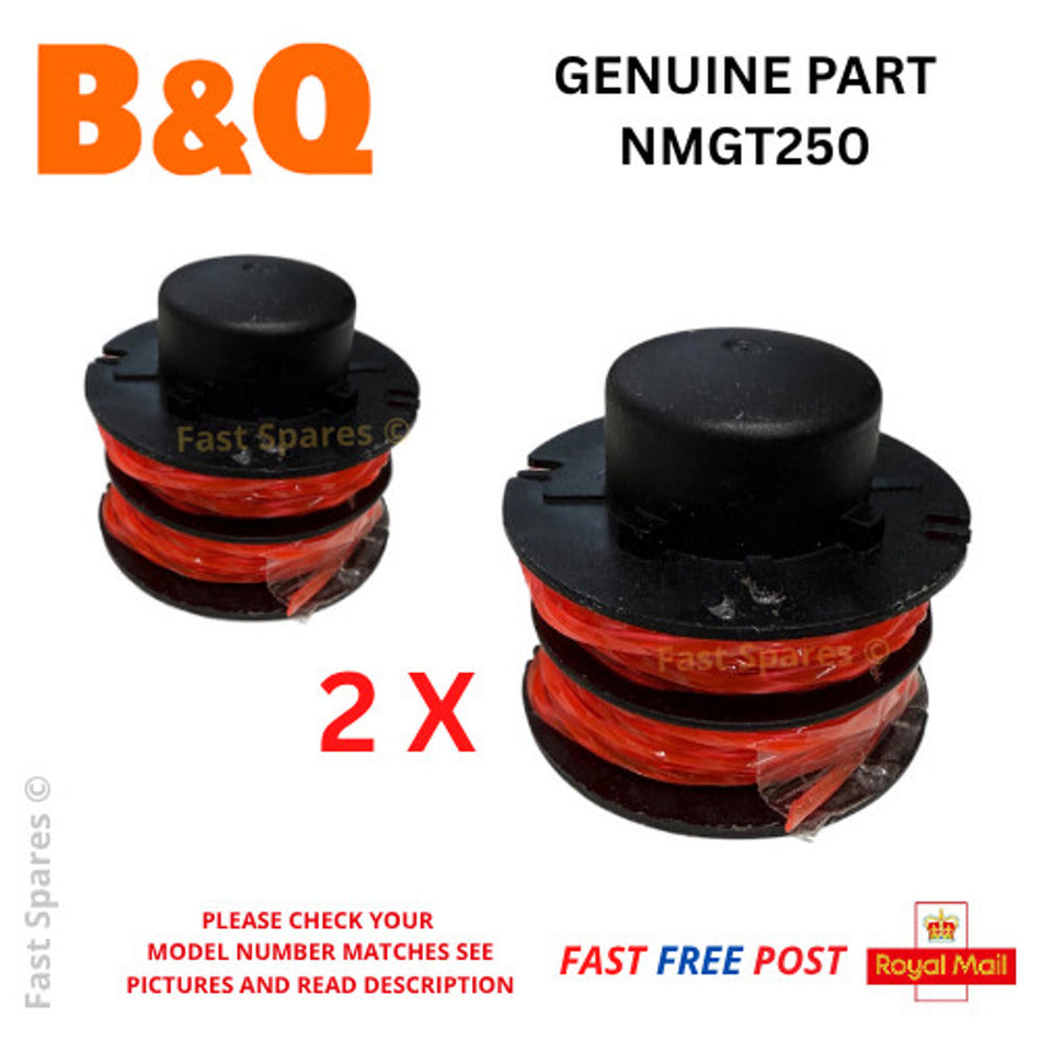 2 x GENUINE Spools for NMGT250 strimmer sold by B&Q
