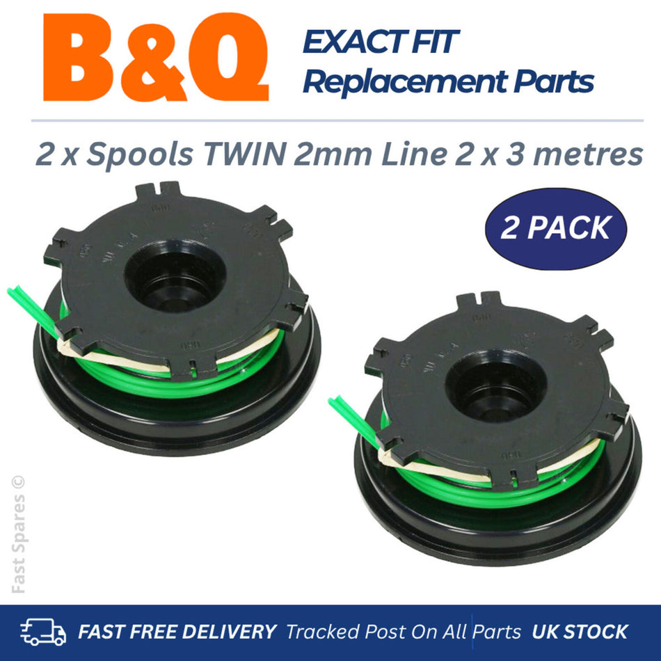 B&Q  FPGTP25-2  Spool TWIN LINE Heavy Duty Petrol Strimmer Trimmer FAST POST x2