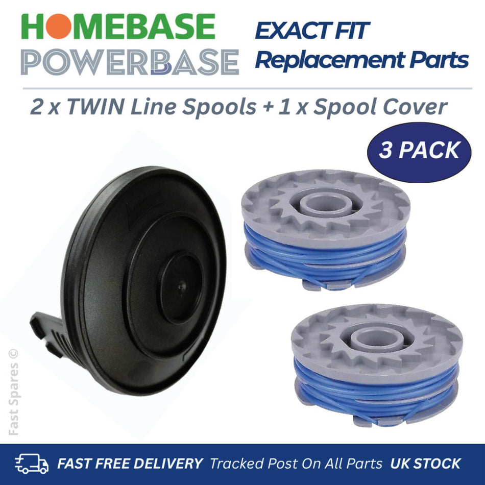 POWERBASE GT3011A Trimmer Strimmer 1x Spool Cover Cap + 2x TWIN Spools FAST POST