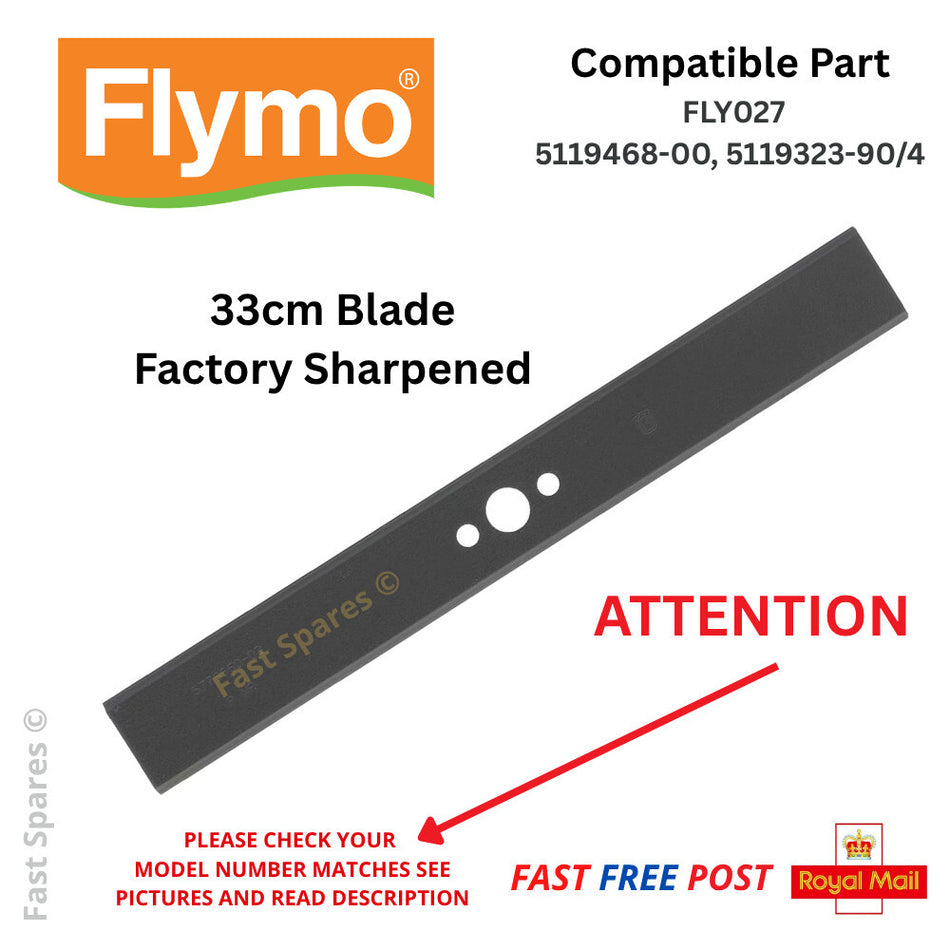 Flymo Lawnmower Spares 33cm 13" Metal Blade For Compact 330 Easiglide 330 330VX