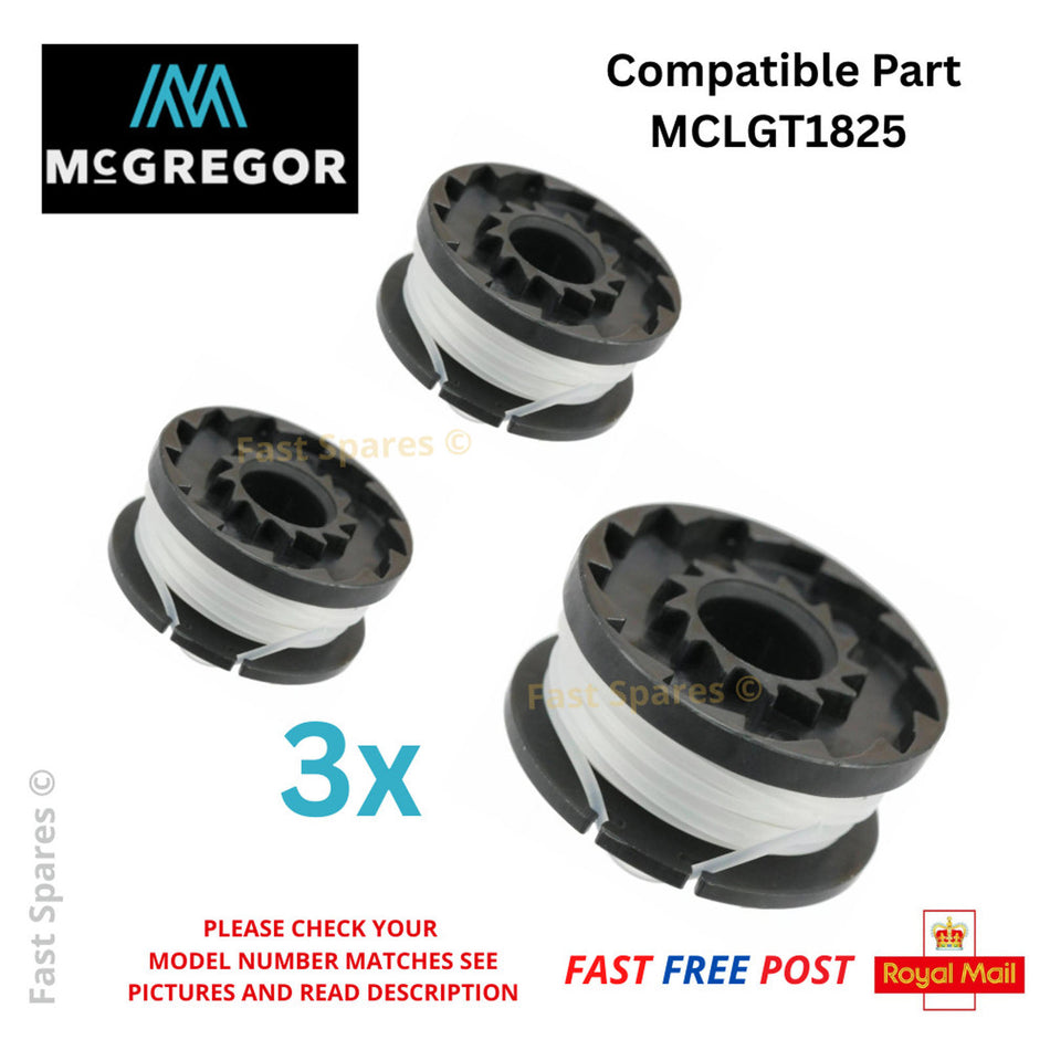 McGregor MCLGT1825 Argos (781/9885) Strimmer Trimmer Spool & Line FAST POST x 3