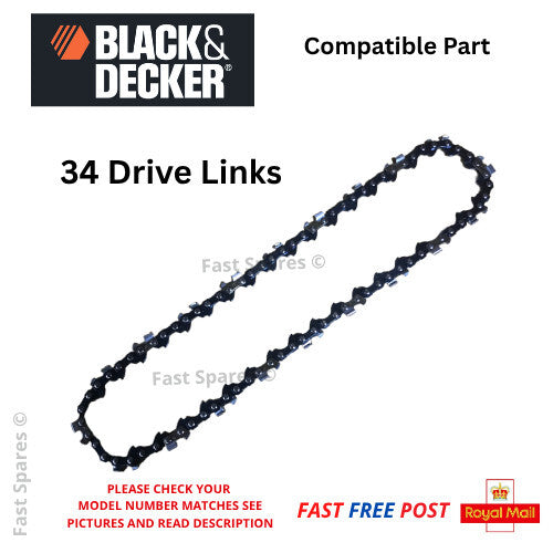 Black + Decker  GKC1820L20-GB Replacement Chainsaw Chain 34 Drive Links FAST POS