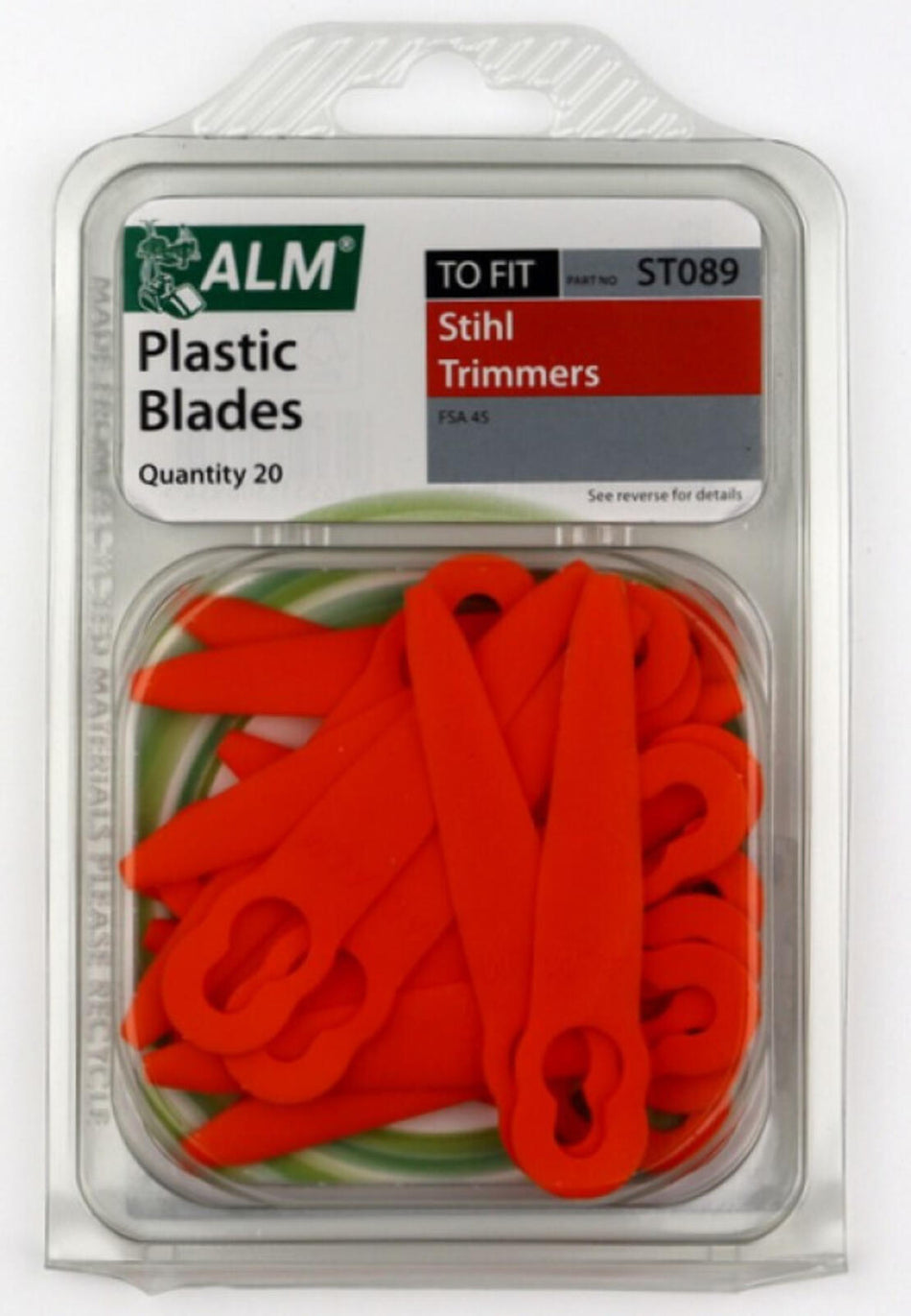 20 x  ST089 ALM  Strimmer Plastic Blades For STIHL FSA 45 Grass Trimmer