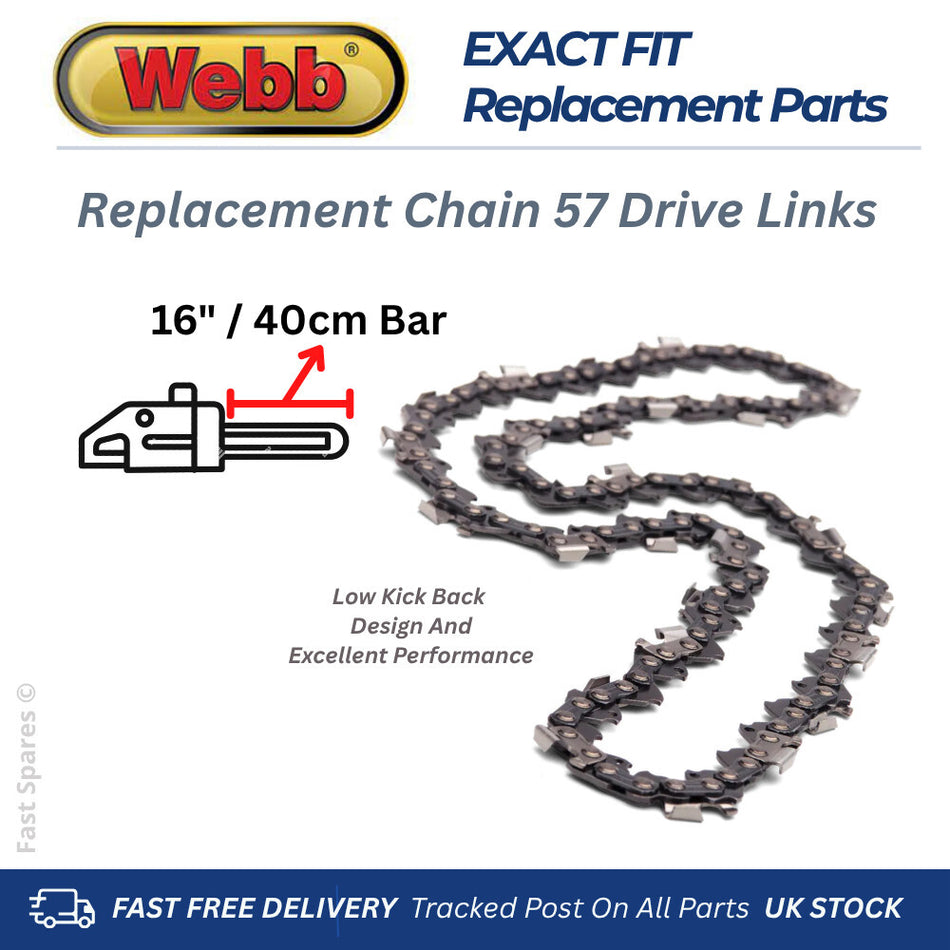 WEBB WEECS402200 Replacement Chain For 40cm (16") Bar 57 D/Links FAST POST