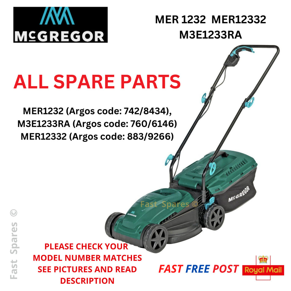 McGregor MER1232 ALL SPARE PARTS lawn mower FAST POST