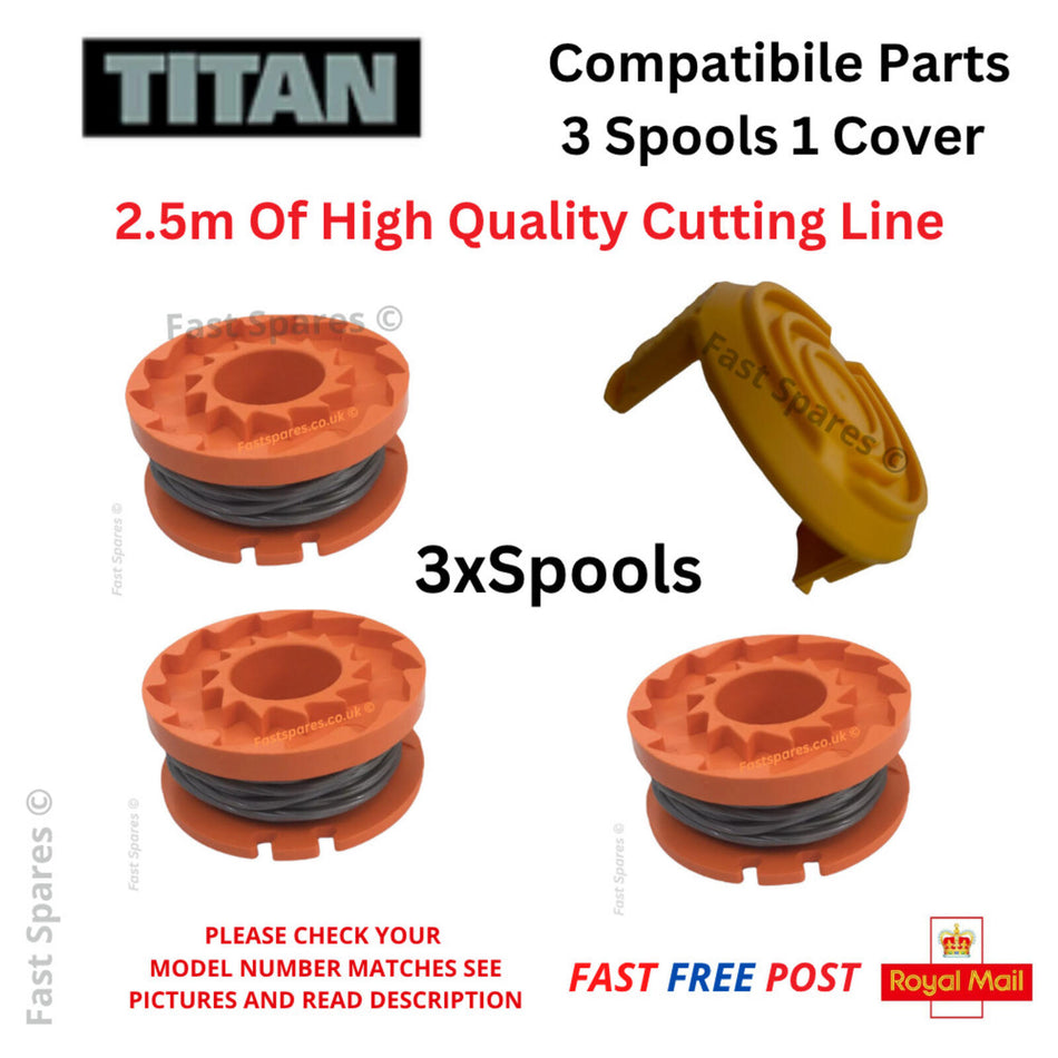 TITAN TT1821GGT Cover Cap + 3 Spools  18v Battery Trimmer Strimmer  FAST POST