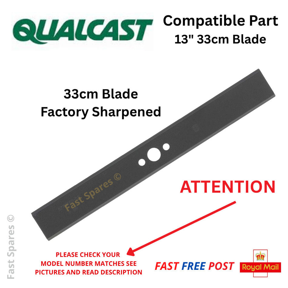 QUALCAST MEH1633 Lawnmower Replacement Cutting Blade 33cm New Part FAST POST