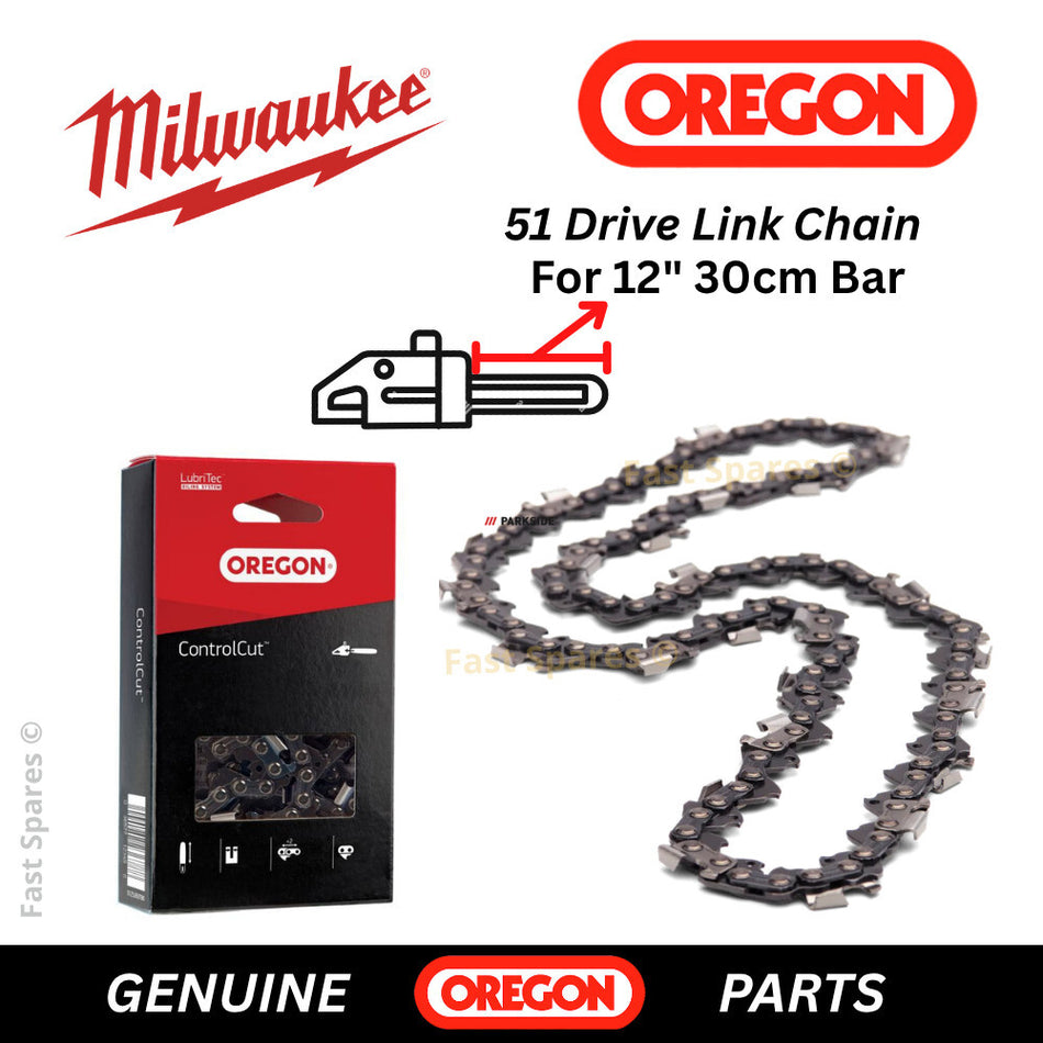 Milwaukee - M18 FTHCHS30  GENUINE Chain For 30cm (12") Bar 51 D/ Links FAST POST