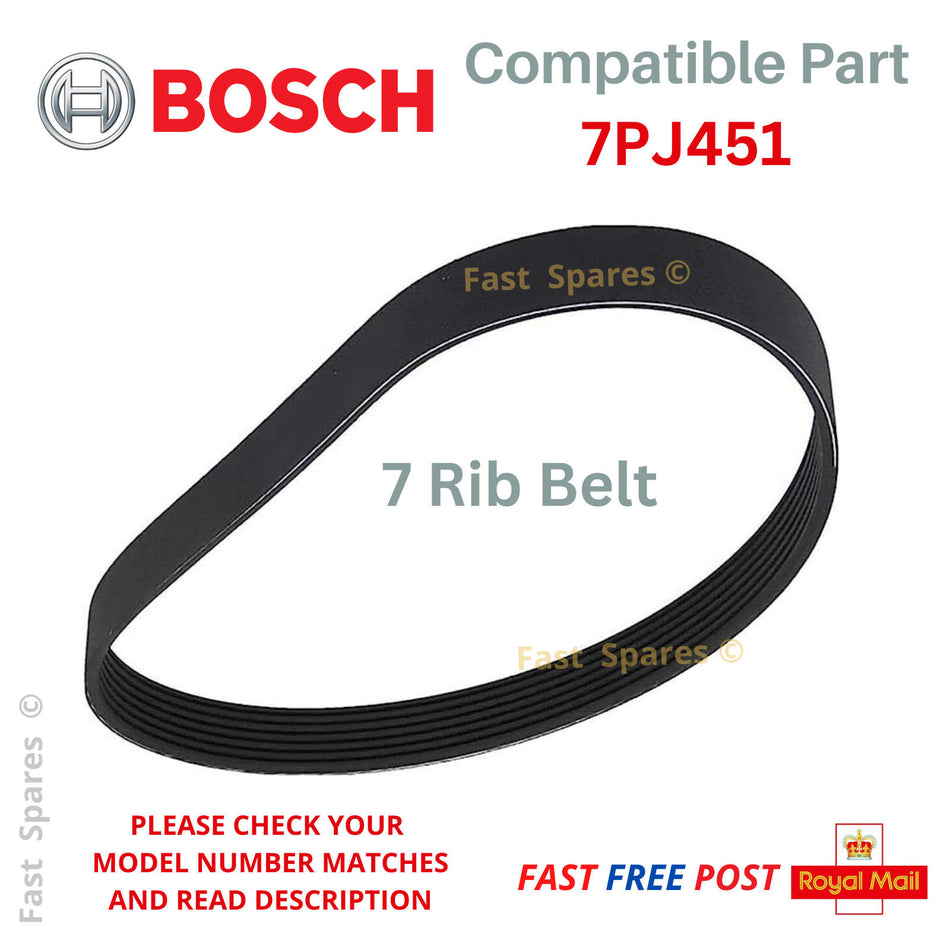 7PJ451 GENUINE Drive Belt BOSCH ROTAK 34-13 Lawnmower 7 Ribs 16mm Wide FAST POST