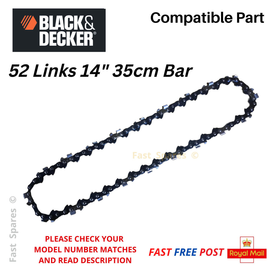 Black + Decker CS1835-GB Replacement Chainsaw Chain  14" Bar 52 D/L  FAST POST