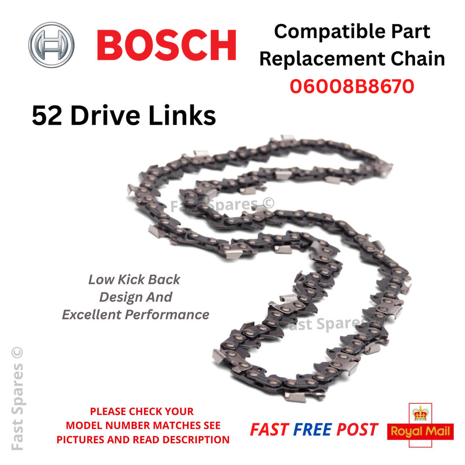 Bosch AdvancedChain 36V-35 Chainsaw 06008B8670 Chain 52 Drive Links  FAST POST