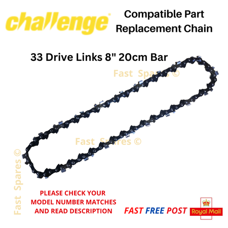 CHALLENGE YT4348 Replacement Pole Saw Chain 20cm 8" Bar 33 Links