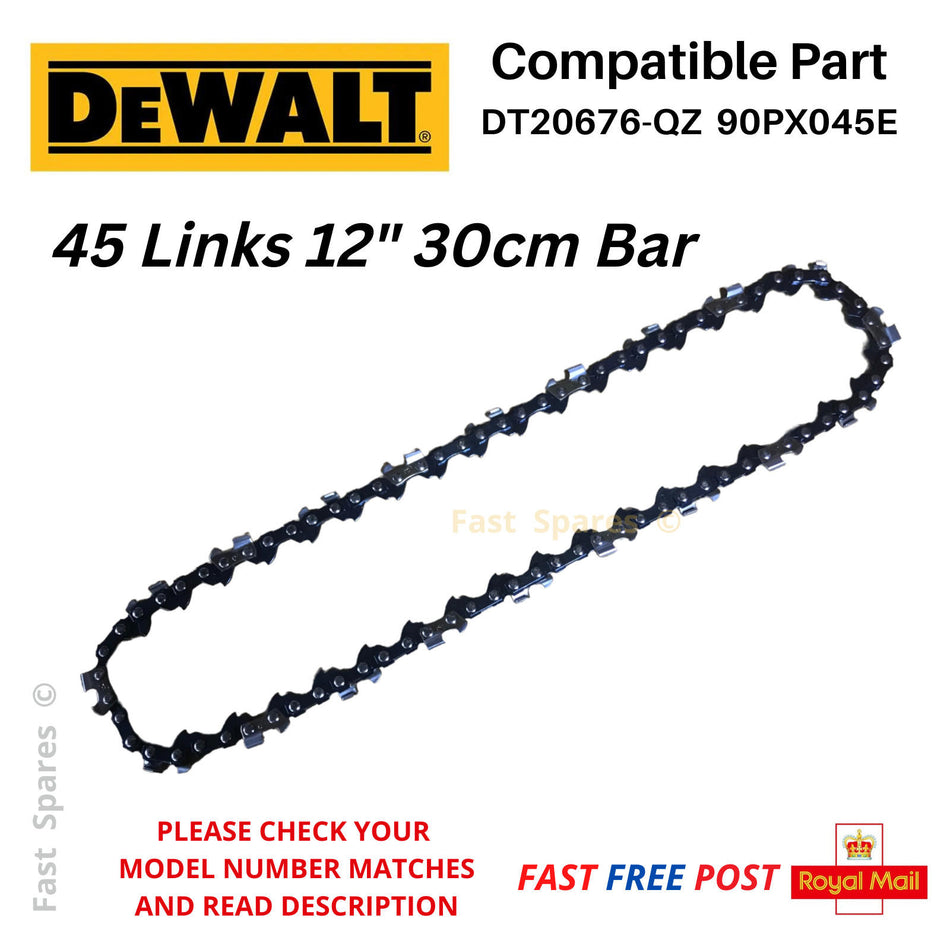 DeWALT DCMCS565P1 DCM565P1  Replacement Chain 30cm 12" 45 Link FAST POST