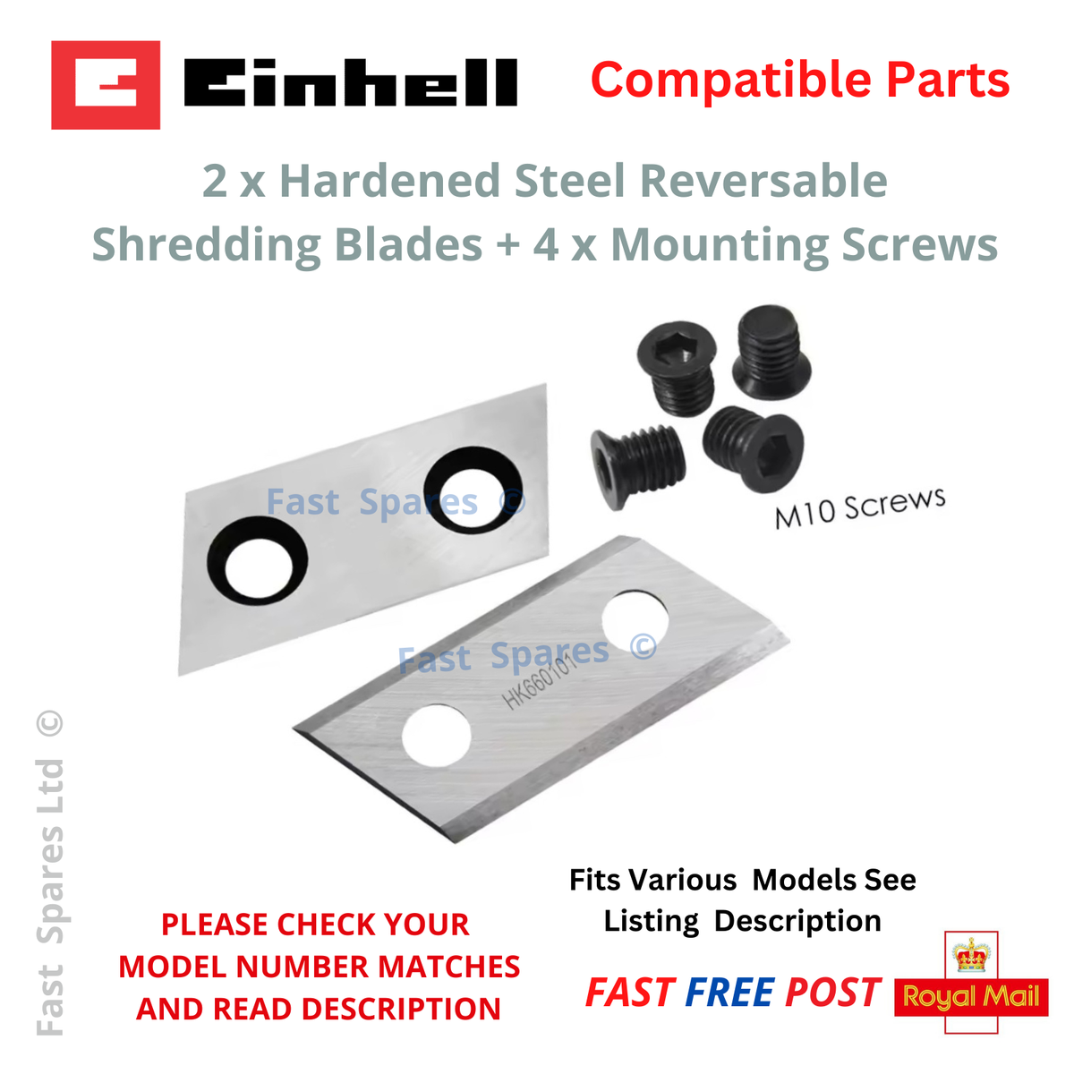 Einhell BG-KS 2040 BG-KS 2440 Garden Shredder Blades + 4 Screws