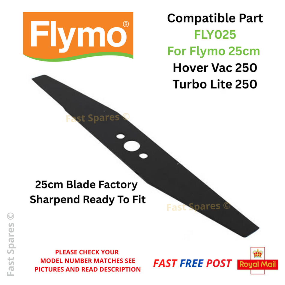 FLYMO Hover Vac 250 / Turbo Lite 250 Lawnmower 25cm Metal Blade FL025 FAST POST