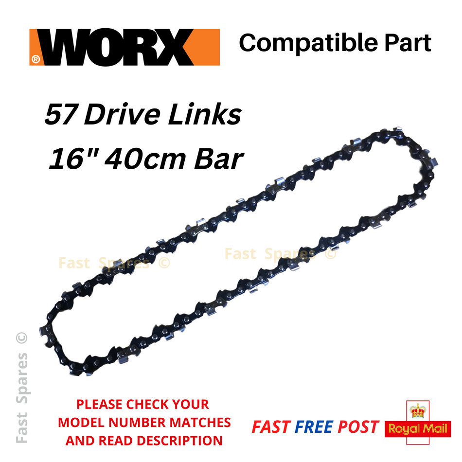 Worx Chainsaw WG300E WG301E WG302E WG303E Replacement Chain 40cm 16" 57 Drive Links 