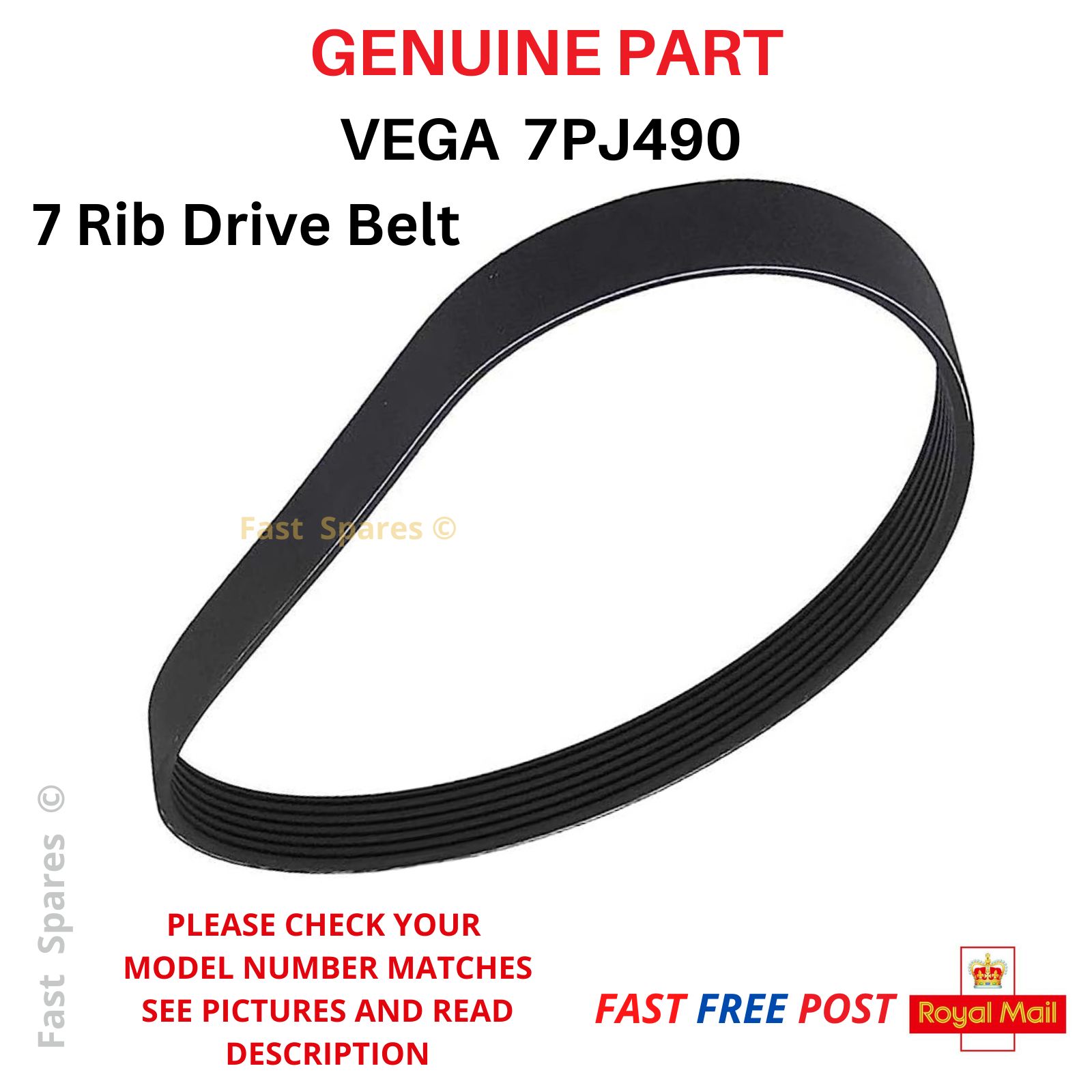 Genuine 7PJ490 VEGA 7 Rib Drive Belt 