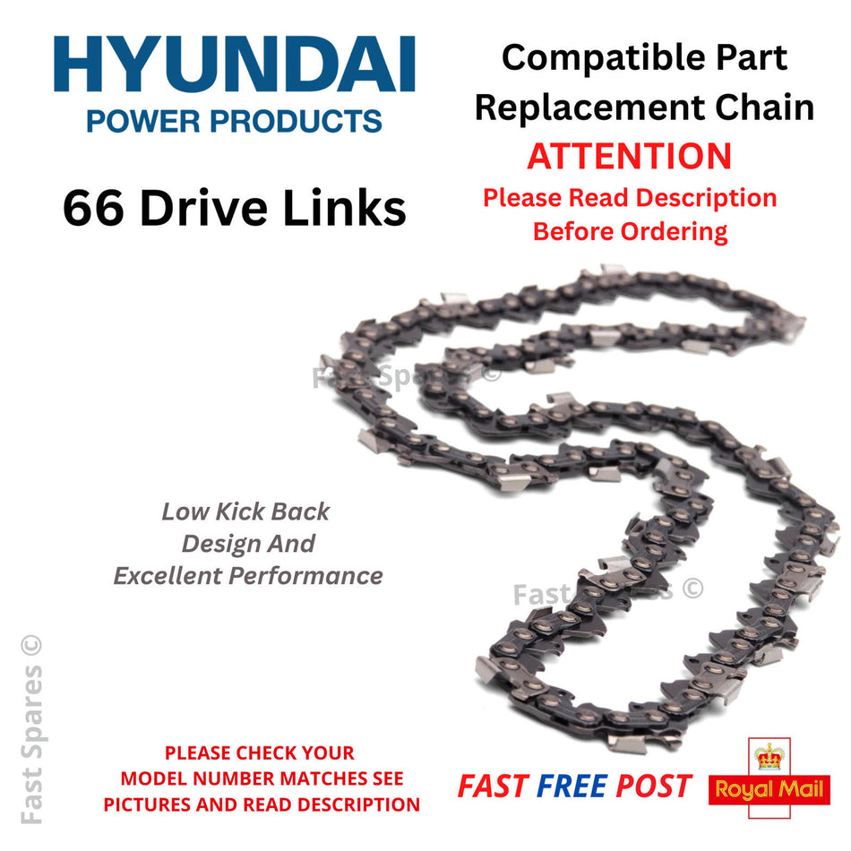 HYUNDAI HYC3816 HYC4618 HYC5620 Chainsaw Chain 66 Drive Links 16" Bar  FAST POST