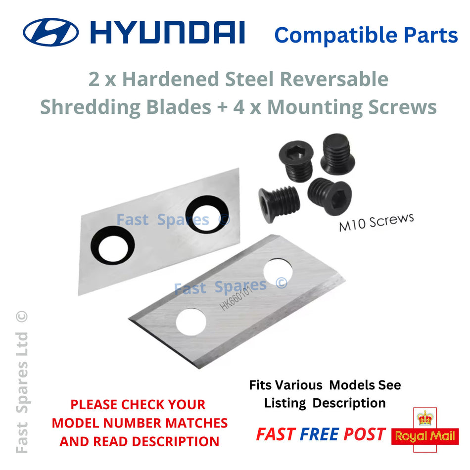 Hyundai  HYSH2800E Chipper Shredder Blades + 4 Screws FAST POST