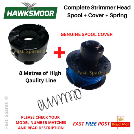 Hawksmoor ST1904-2 (95074) 18V 26cm Cordless Trimmer Spool &amp; Line + Spring + GENUINE Spool Cover