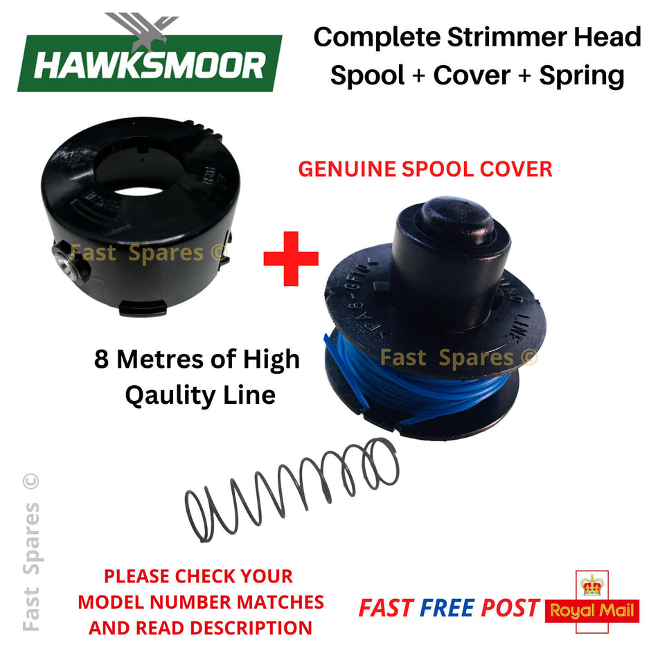 Hawksmoor ST1904-2 (95074) 18V 26cm Cordless Trimmer Spool &amp; Line + Spring + GENUINE Spool Cover
