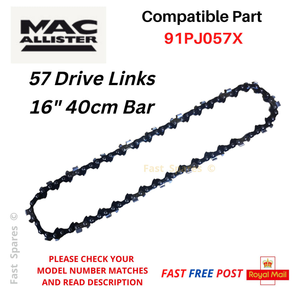 MacAllister MCSWP40-2 Replacement Chainsaw Chain  57 Drive Links FAST POST