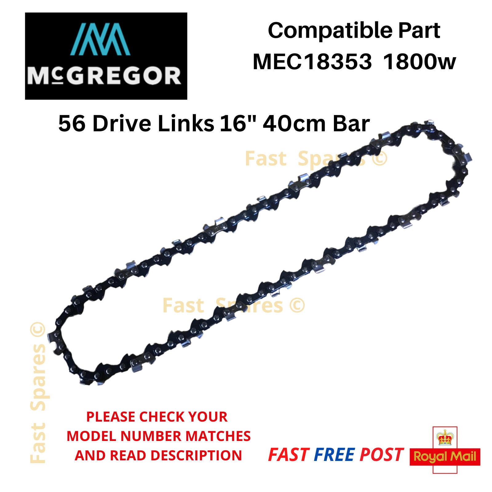 McGregor MCECS18 Argos 735/8827 Chainsaw Chain 40cm 14" Bar 56 Links