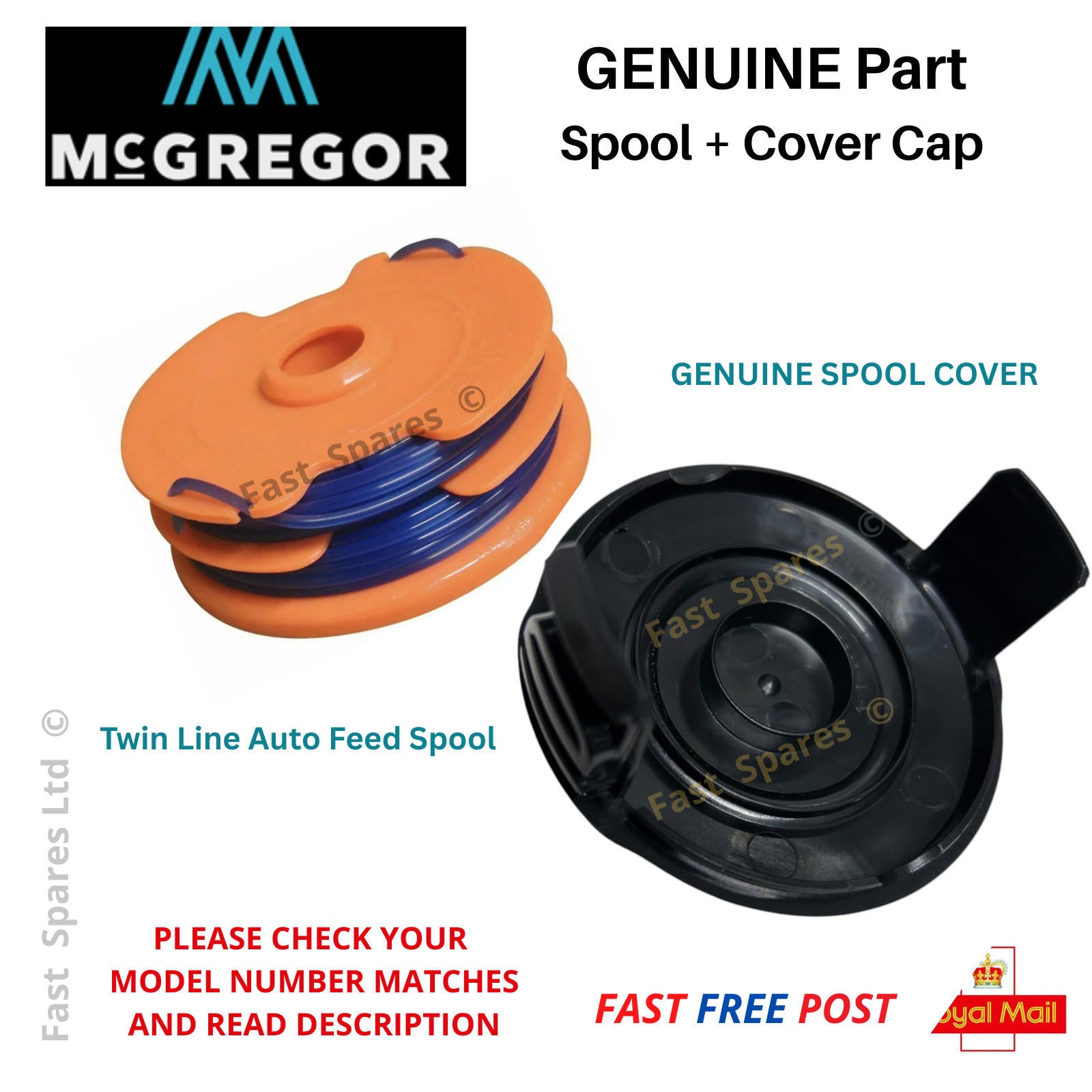 McGregor MCEGT3525&nbsp; Argos Grass Trimmers&nbsp; 1 x Spool &amp; Line&nbsp; + 1 x GENUINE Spool Cover Cap