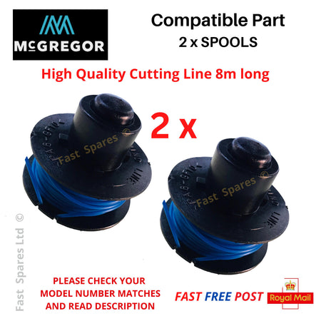 McGregor MCEGT 1823 Cordless Trimmer 2 x Spools Wound &nbsp;With 8m Of Line