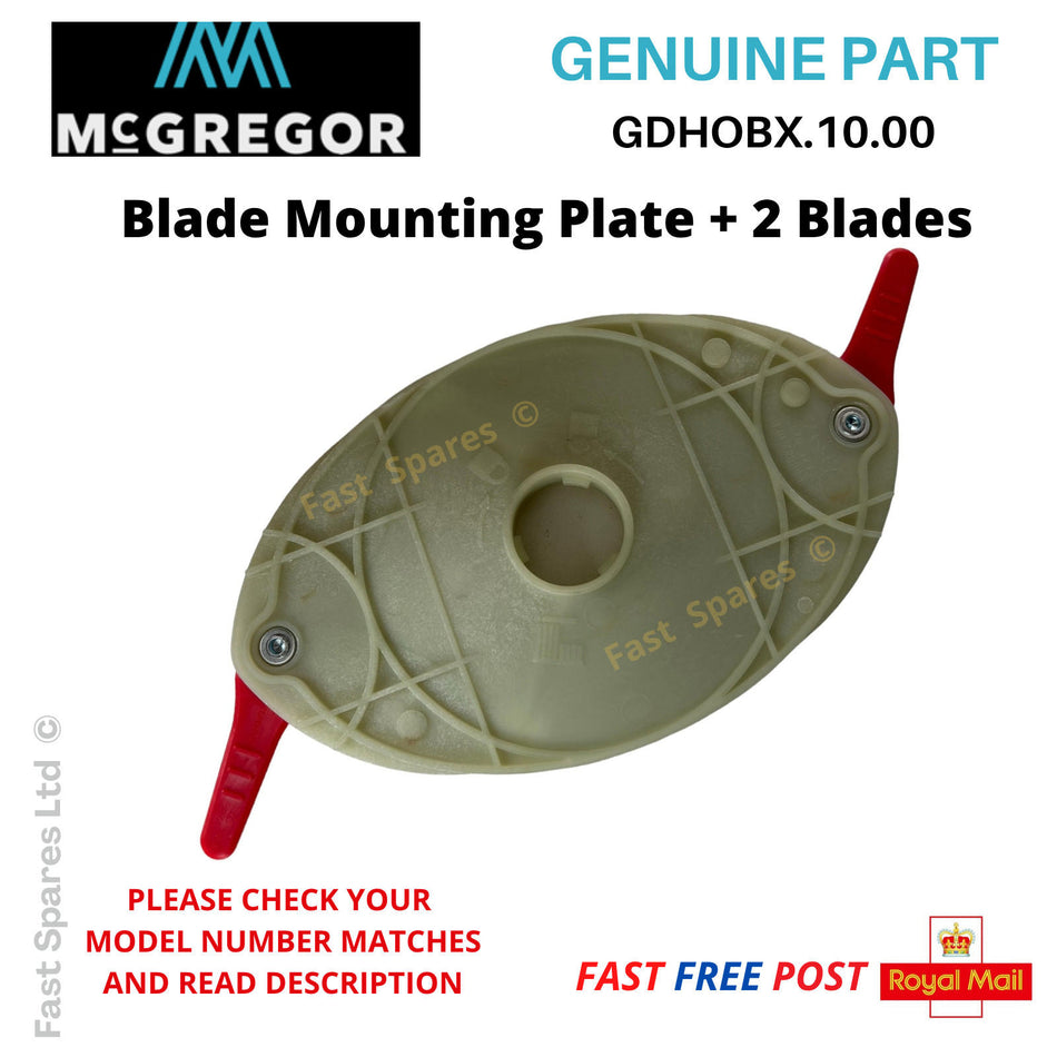 McGregor MCEHM 929 MCEHM 1129 Blade Mounting Disc + 2 Plastic Blades FAST POST