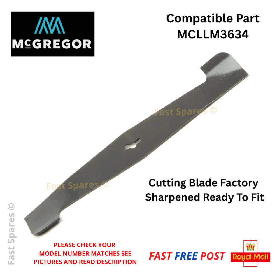 McGregor MCLLM3634 Cordless 36V Lawnmower  34cm Metal Cutting Blade FAST POST
