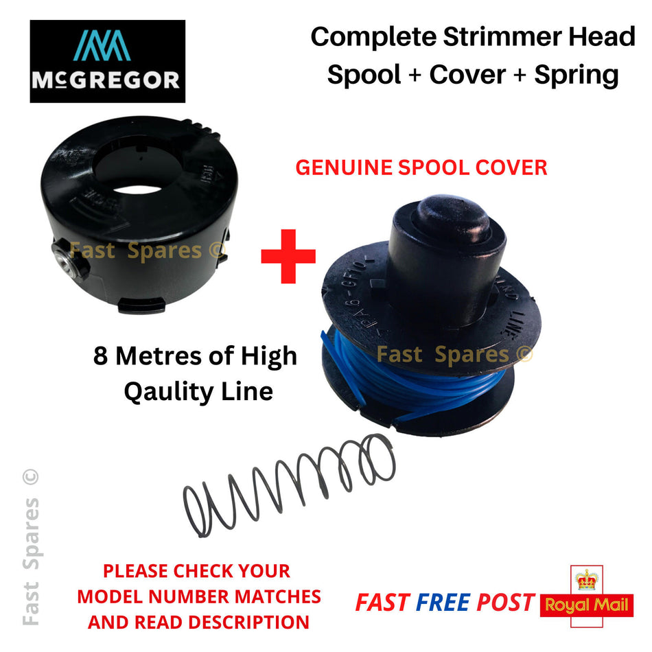 McGregor&nbsp; MCEGT1825 Strimmer Trimmer Spool Cover + Spring + Spool&nbsp; Complete Kit