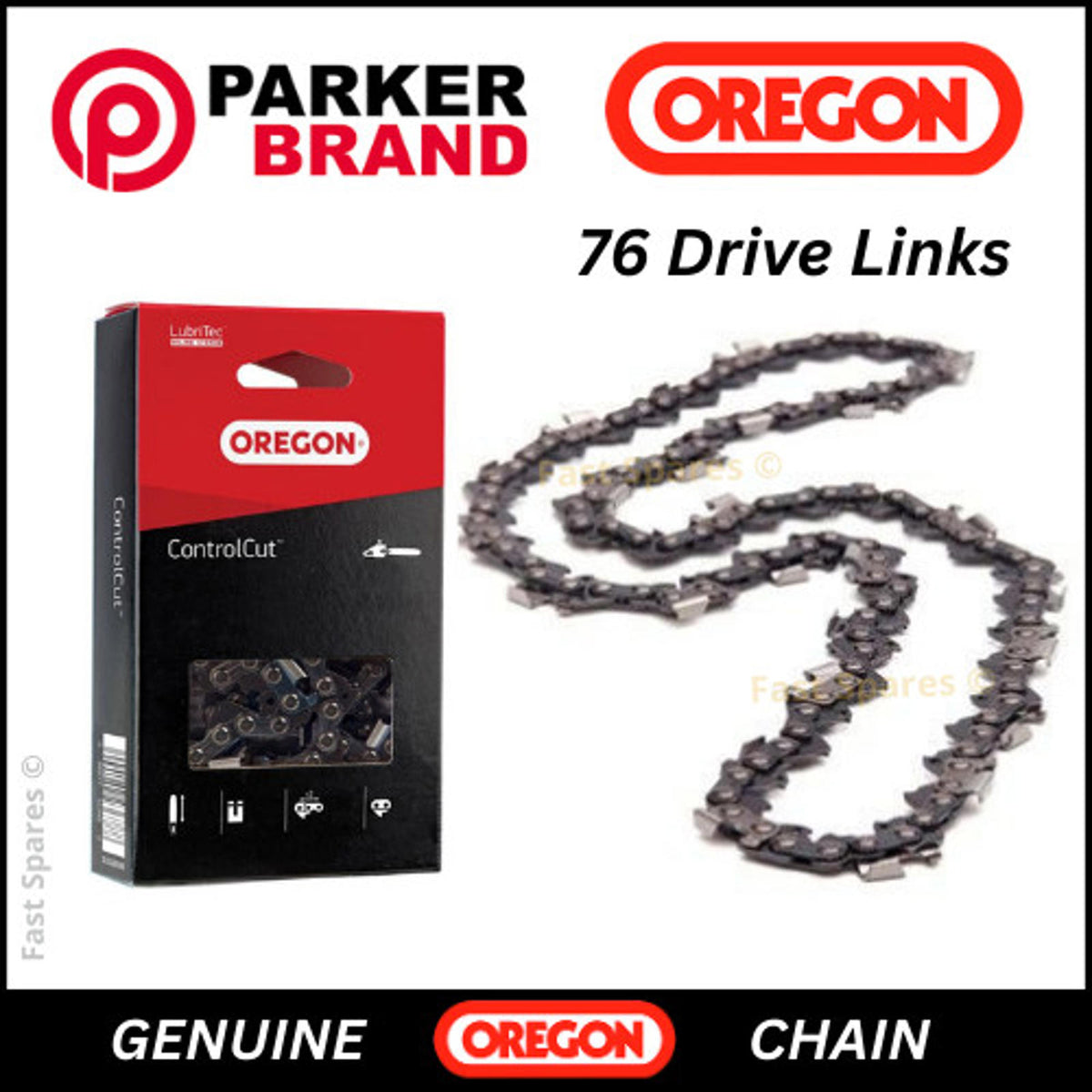 Parker&nbsp;&nbsp;PCS-6200&nbsp;GENUINE OREGON Replacement Chain Chainsaw Chain 76 Drive Links
