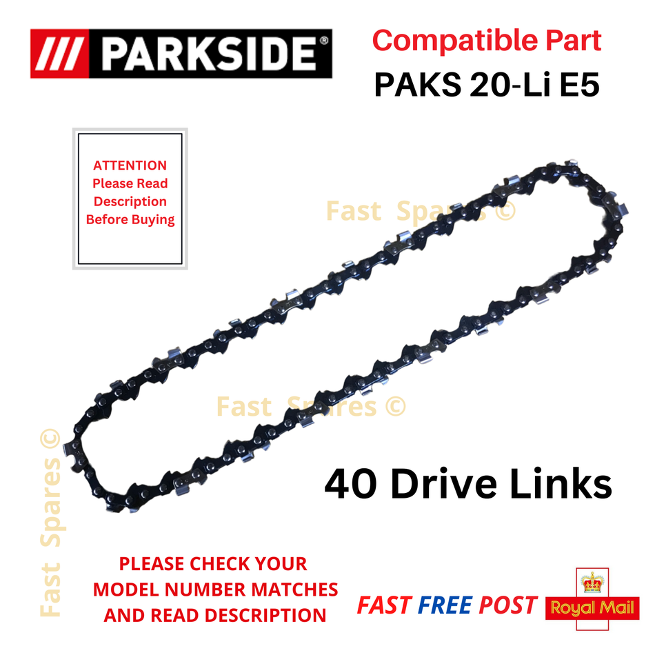 Parkside PAKS 20-LI E5 Lidl Replacement Chainsaw Chain 40 Drive Links 30.7cm Bar