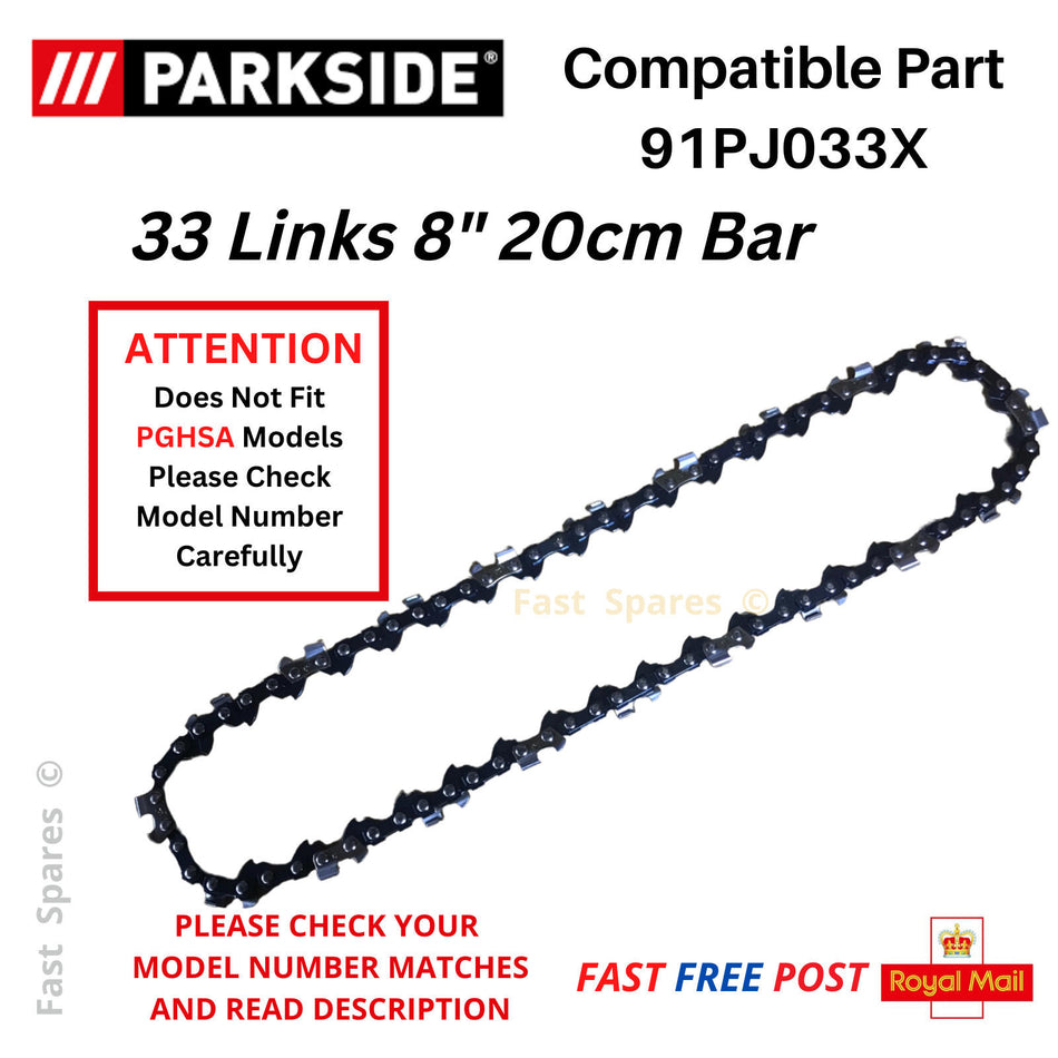 Parkside PAHE 20-Li E5 Pruning Saw Chainsaw Chain 20cm 8" 33 Links FAST POST