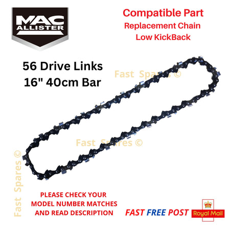 Replacement Chainsaw chain 56 Drive Links 40cm (16") Bar to fit Mac Allister MCS 2200