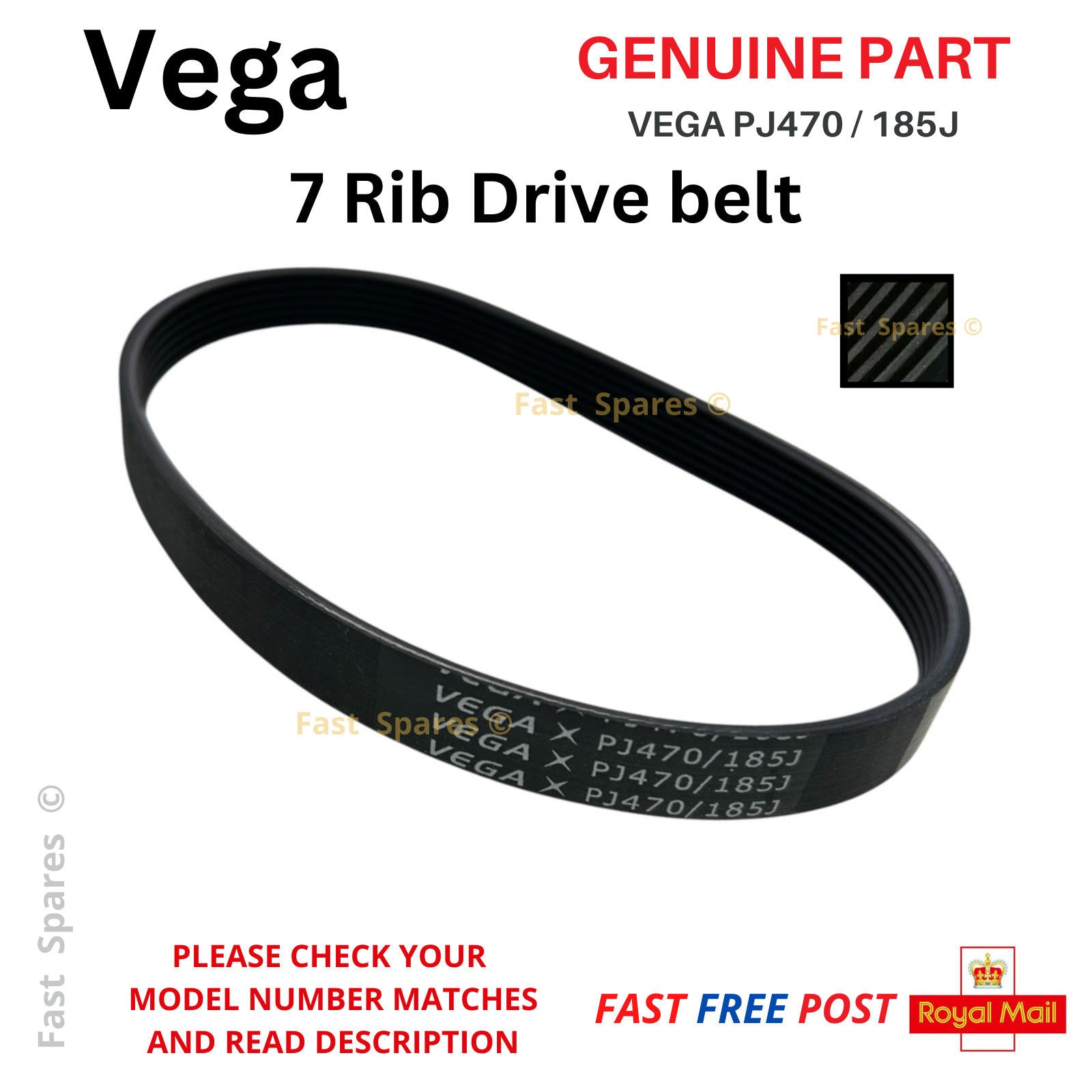 Spear & Jackson S1740ER S1740ER2 Vega PJ470 / 185J Drive Belt 7Ribs 