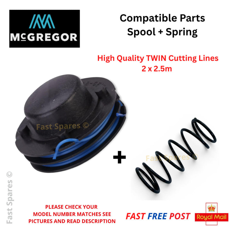 McGregor MCEGT3223  Spool  & TWIN Line + Spring  For Strimmer Trimmer  FAST POST