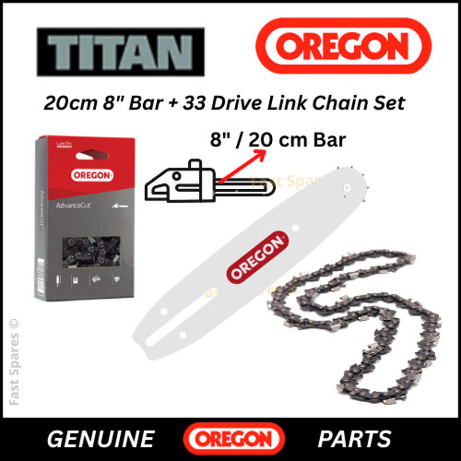 TITAN TTL650GDO (6060H)  Pole Saw Genuine OREGON Chain 33 D/Links + 20cm 8" Bar