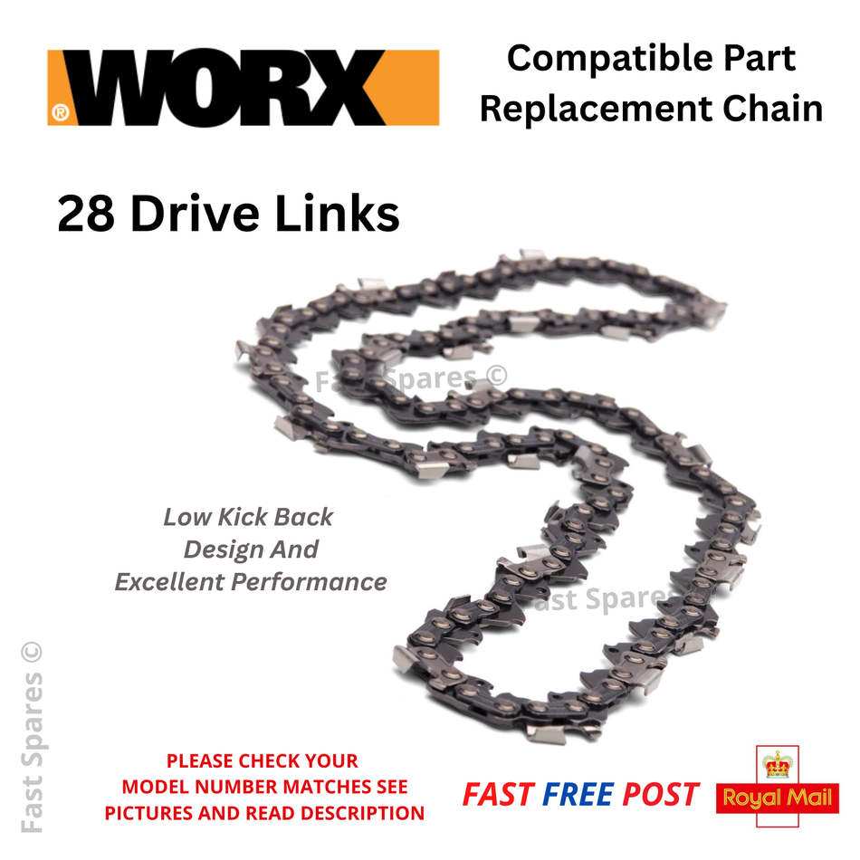 WORX WG324E.9 Cordless Compact Chainsaw Chain 28 Drive Links WA0142
