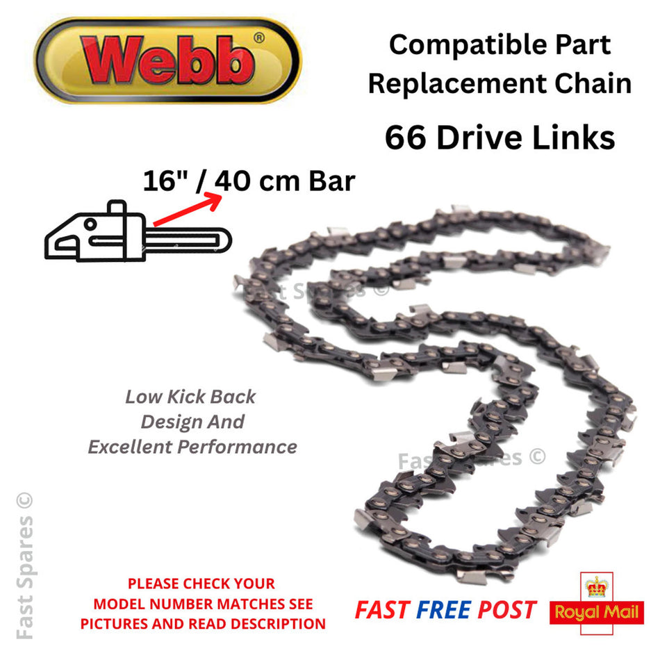 Webb WEPCS16 Replacement Chain 66 Drive Links Fits 40cm 16" Bar FAST POST